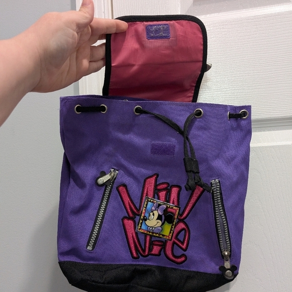 Vintage Walt Disney World Kids Canvas Purple Minnie Mouse Mini Bookbag - Picture 4 of 12